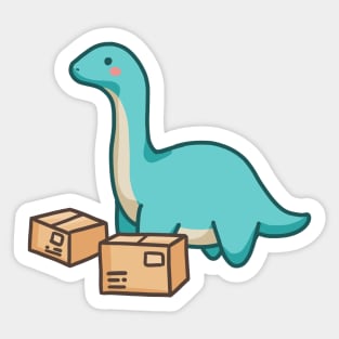 Cute dino long neck with package, dinosaur Sticker